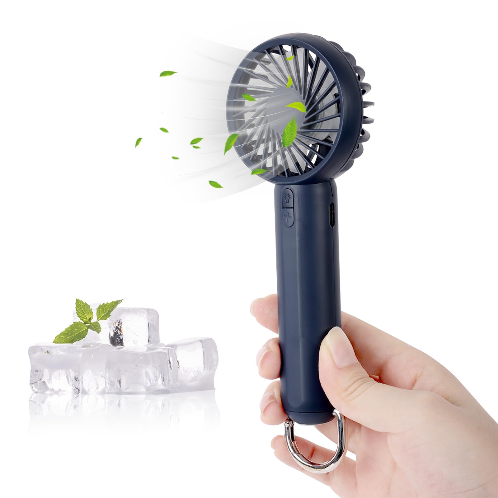 AuGiueam 3 Speed Portable Handheld Fan with Long-lasting Battery Life Portable Handheld Fan Outdoor Portable Small Size and Holds & Hangs for Two Purposes - Perfect for Traveling (Blue)