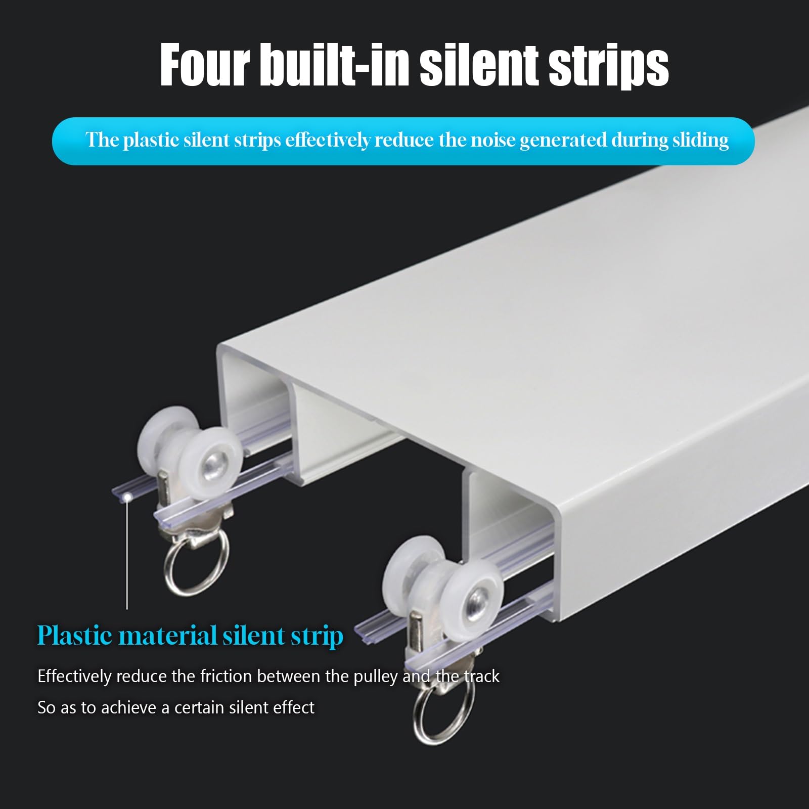 Riel de Cortina de Doble hilera Montaje en el Techo Sistema de rieles Dobles para Cortinas para Dormitorio/Sala de Estar/Ventana/Hotel Divisores de ambientes Fácil instalación(Wit,1.7m(5.6ft))