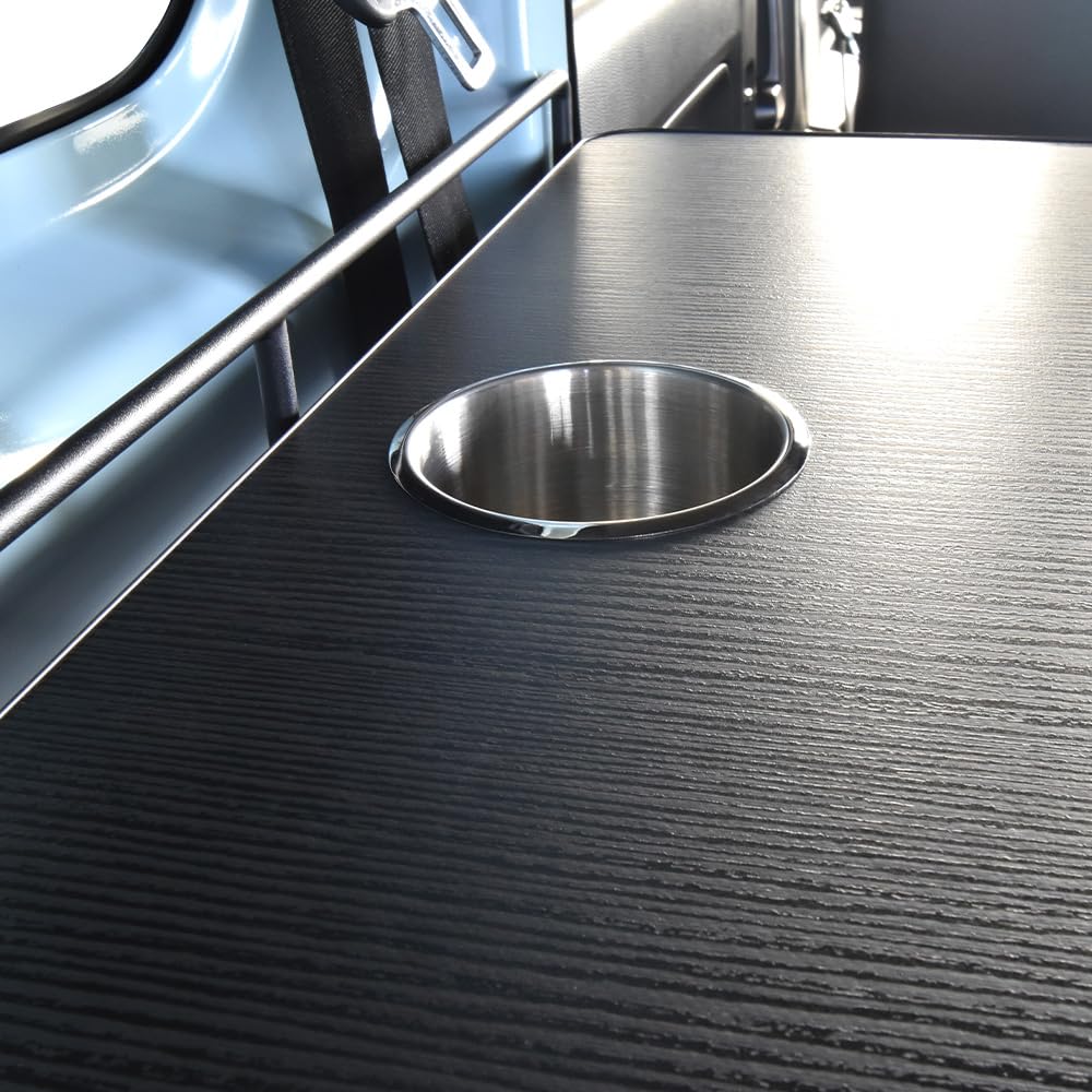 Nvan用カウンター　ダークウッド カップホルダー付きテーブル　‼️残りわずか‼️ Amazon | N-VAN カップホルダー付テーブルキット ブラック 高さ調節