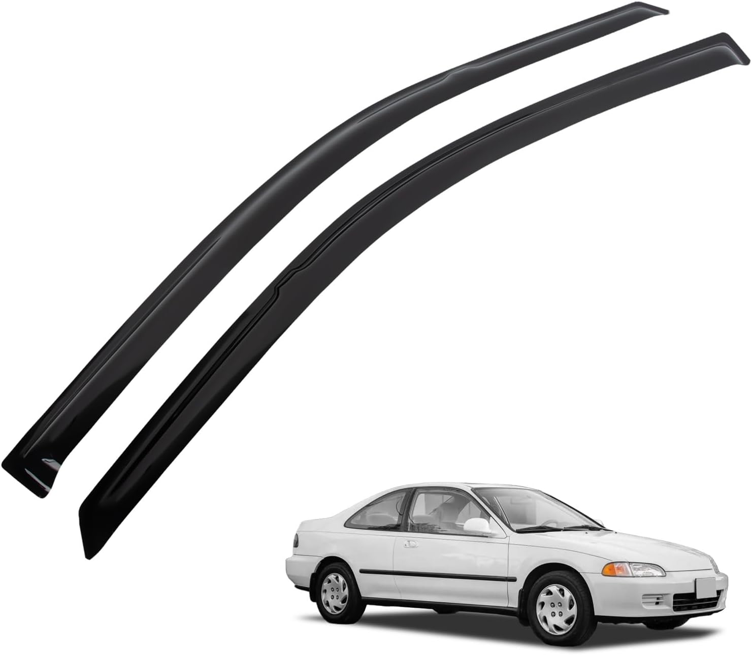 Window Visor Rain Guards 2-Pieces Compatible with Civic 2Door 1992-1995 Tape On External Window Vent Sun Shade Rain Guard Deflector 1993 1994 Fit for 1992-1995 Honda Civic 2-Door