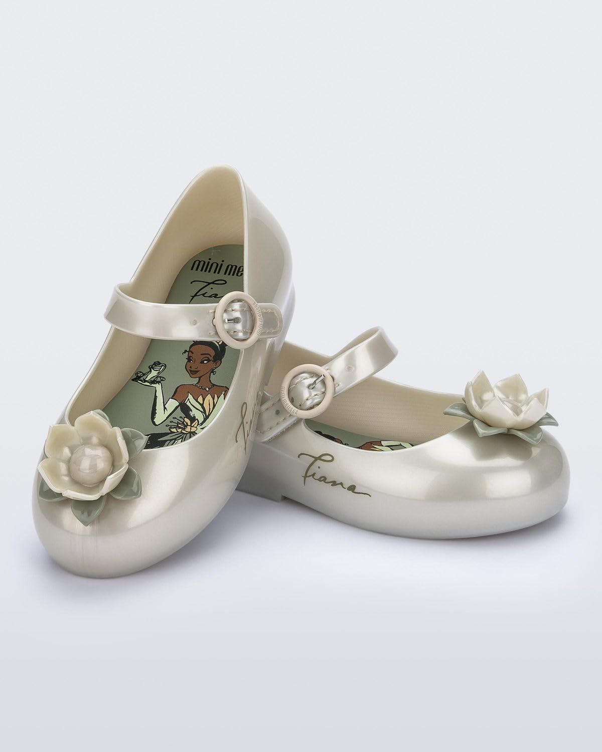 mini melissa Girl's Sweet Love + Disney Princess Mary Jane Jelly Flat for Toddlers & Babies - Jelly Shoes for Little Girls with Adjustable Strap & Side Buckle