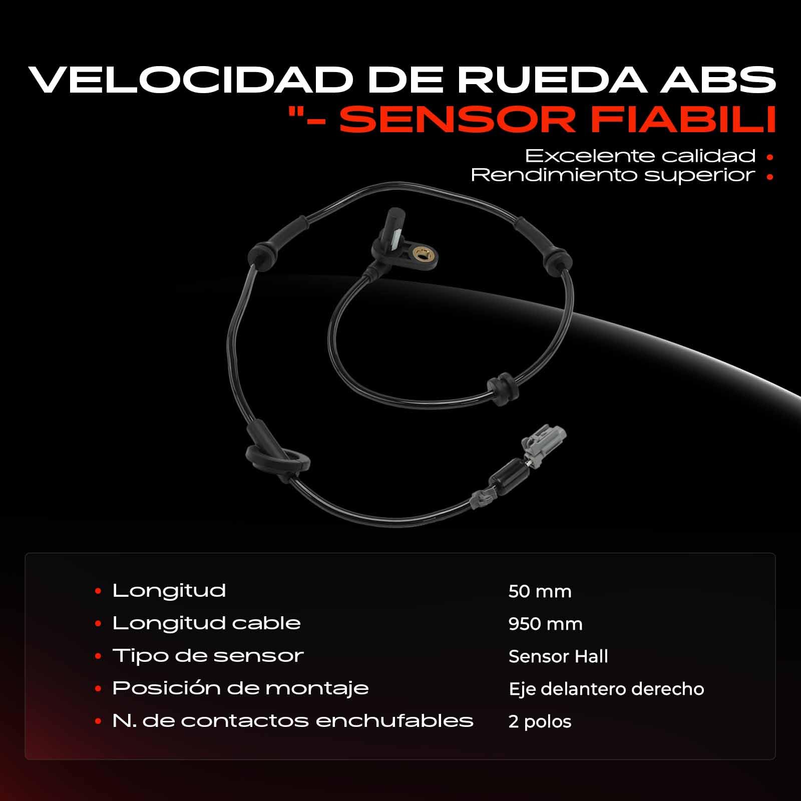 Frankberg Sensor de velocidad de ruedas Sensor ABS Compatible con Almera II Hatchback N16 Almera II N16 Replace# 60512,47910BN800