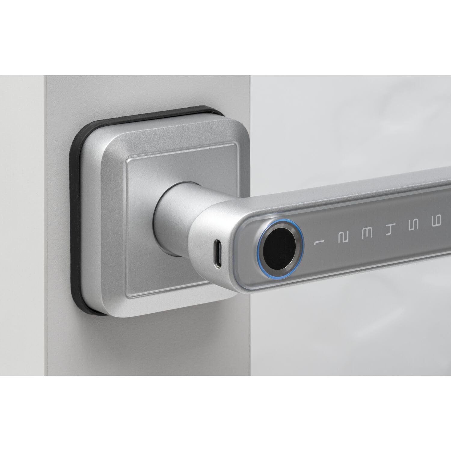 MARCHESI Maniglia per porte Office E con impronte digitali, codice numerico di controllo accesso, argento