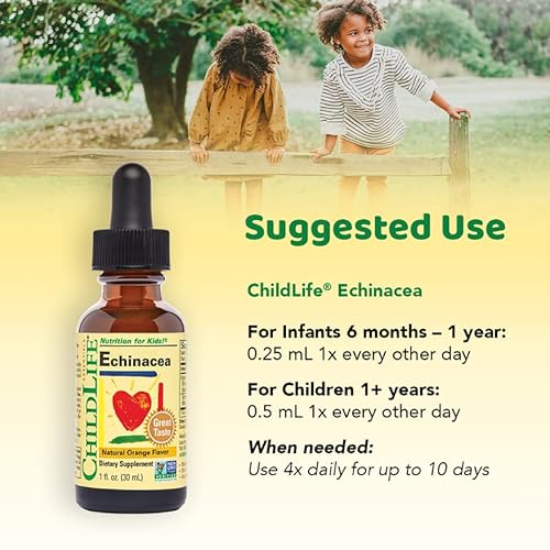 Childlife Essentials Liquid Echinacea For Kids - Immune Booster For Kids, All-Natural, Gluten-Free, Allergen-Free, Kids Echinacea Drops - Natural Orange Flavor, 1-Ounce Bottle #TOP5