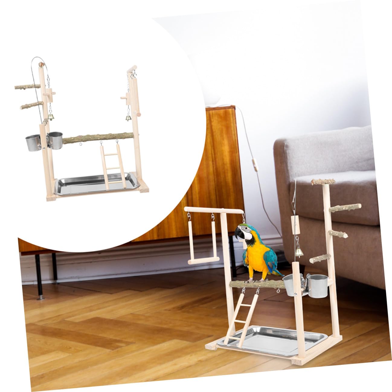 Toddmomy Parco Giochi per Pappagalli con Supporto da Pavimento in Plastica Stabile, Gioco Interattivo Elegante per Pappagalli e Cocorite, per Decorazione della Casa