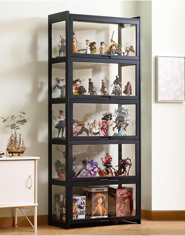 Rubik Display Showcase Cabinet with Acrylic Window Doors & All Sides Transparent For Action Figures, Toys, Awards, Collections