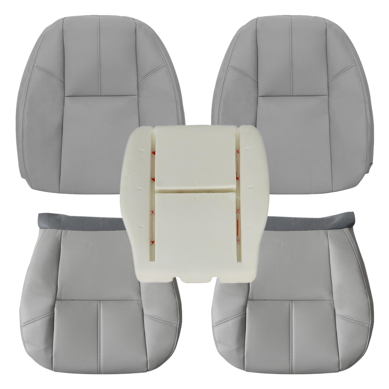 NLQR Front Driver and Passenger Side Bottom and Top Replacement Seat Covers & Driver Seat Foam Compatible with Chevy Silverado Tahoe Suburban