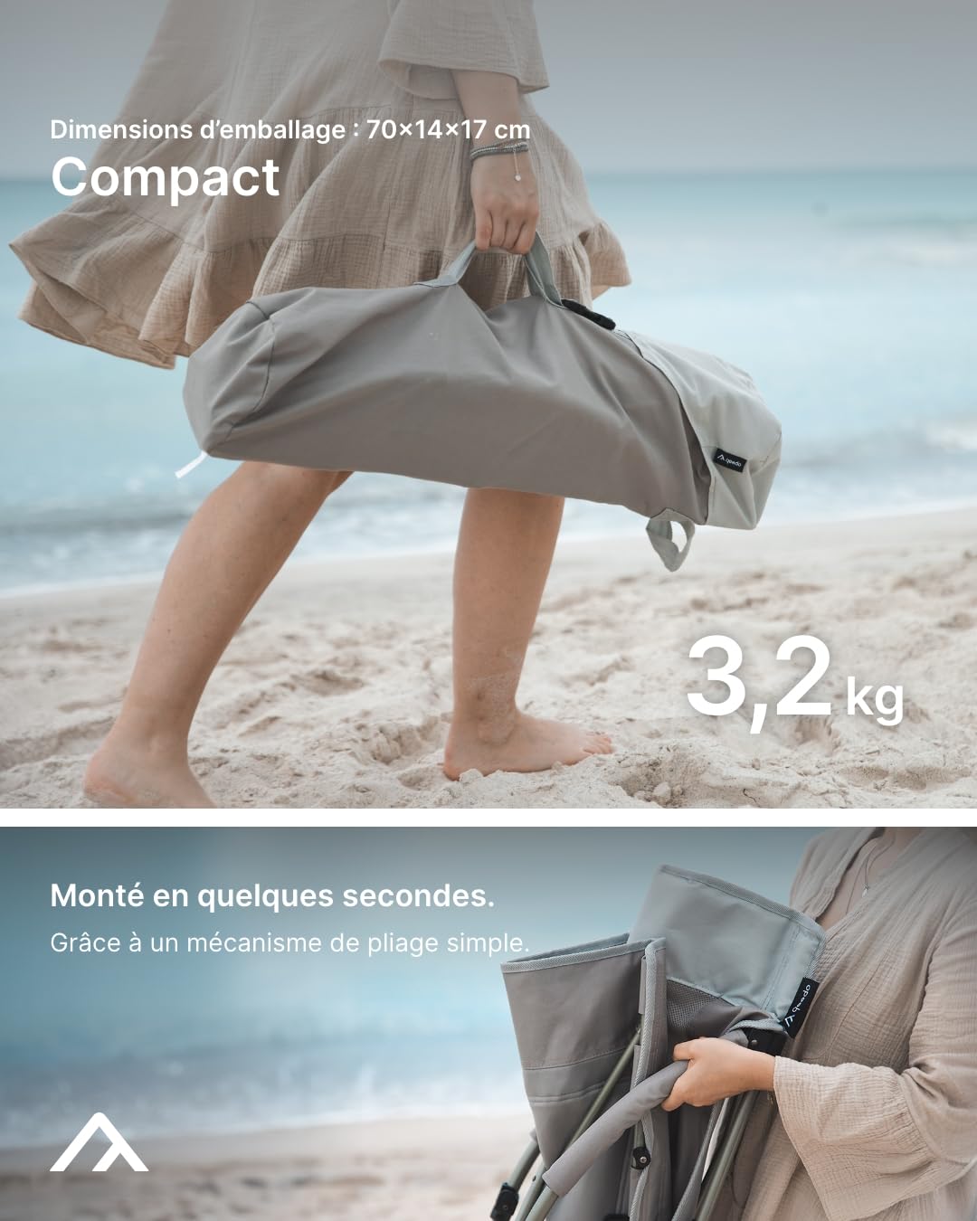 qeedo Johnny Beach Siege de Playa, Siege de Plage Pliable (capacité: 100 kg), Chaise Pliante