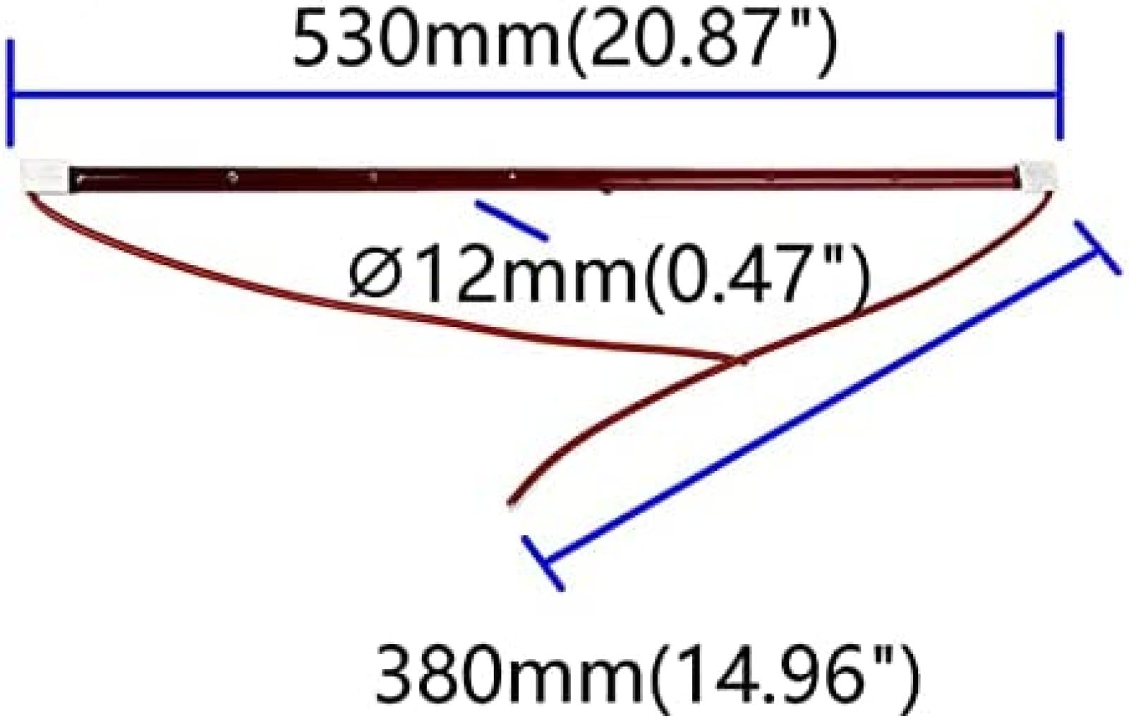 Infrarotlampe, 1050 W, 235 V, 53 cm, Farbhärtungslampe, Halogen-Quarz-Heizelement, kurzwelliges Infrarotlicht, goldene Glühbirne, Rubinröhre, 1 Stück