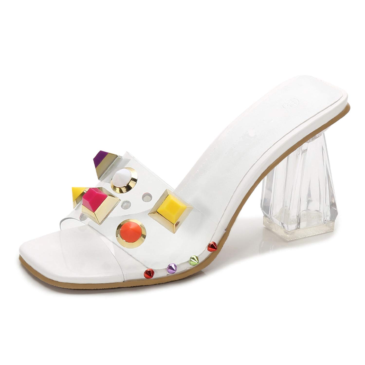 Pocartz Womens Clear Lucite Heeled Sandals Transparent Peep Toe