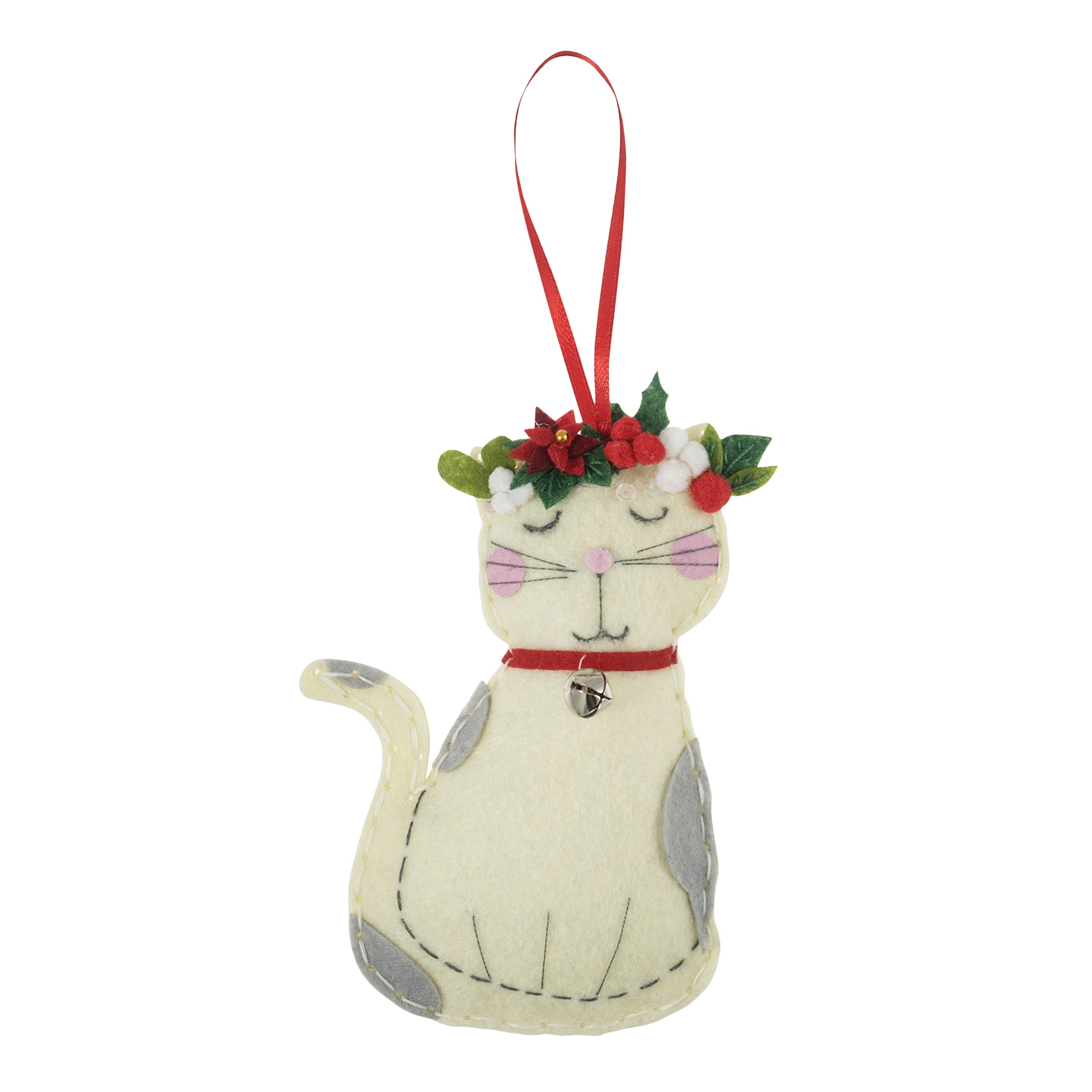 Trimits Christmas Felt Decoration Kits, 9.5 x 13cm, Cat, GCK166