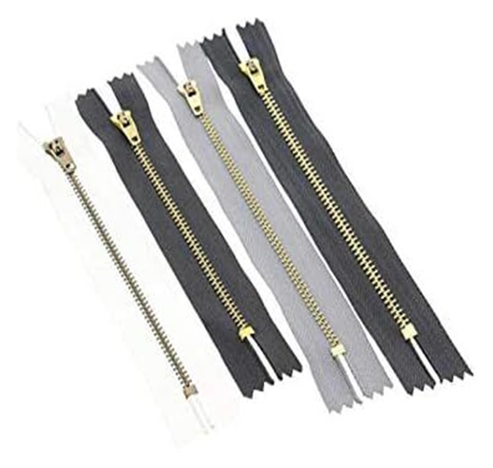Cremallera de plástico de Repuesto, 5 Piezas, n.° 3, Cremallera de Metal, Dientes de latón, Color Blanco y Negro, for Coser Vaqueros, Bolsos, Manualidades, etc.(Black,18 cm)