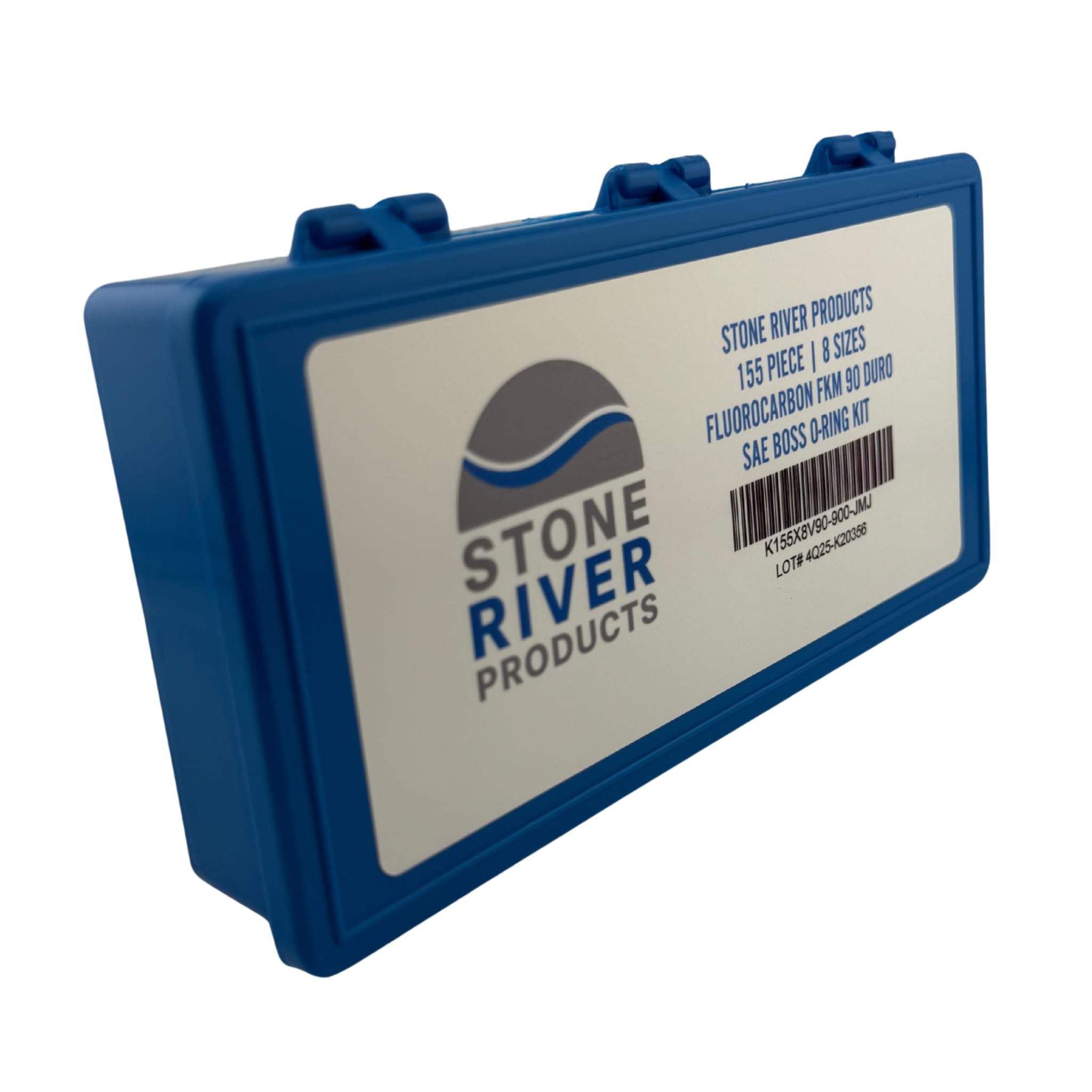 Stone River Products Kit de juntas tóricas SAE Boss - 155 piezas, 8 tamaños, fluorocarbono FKM (equivalente a Viton) 90 Duro - Accesorios de tubo de rosca recta serie 900