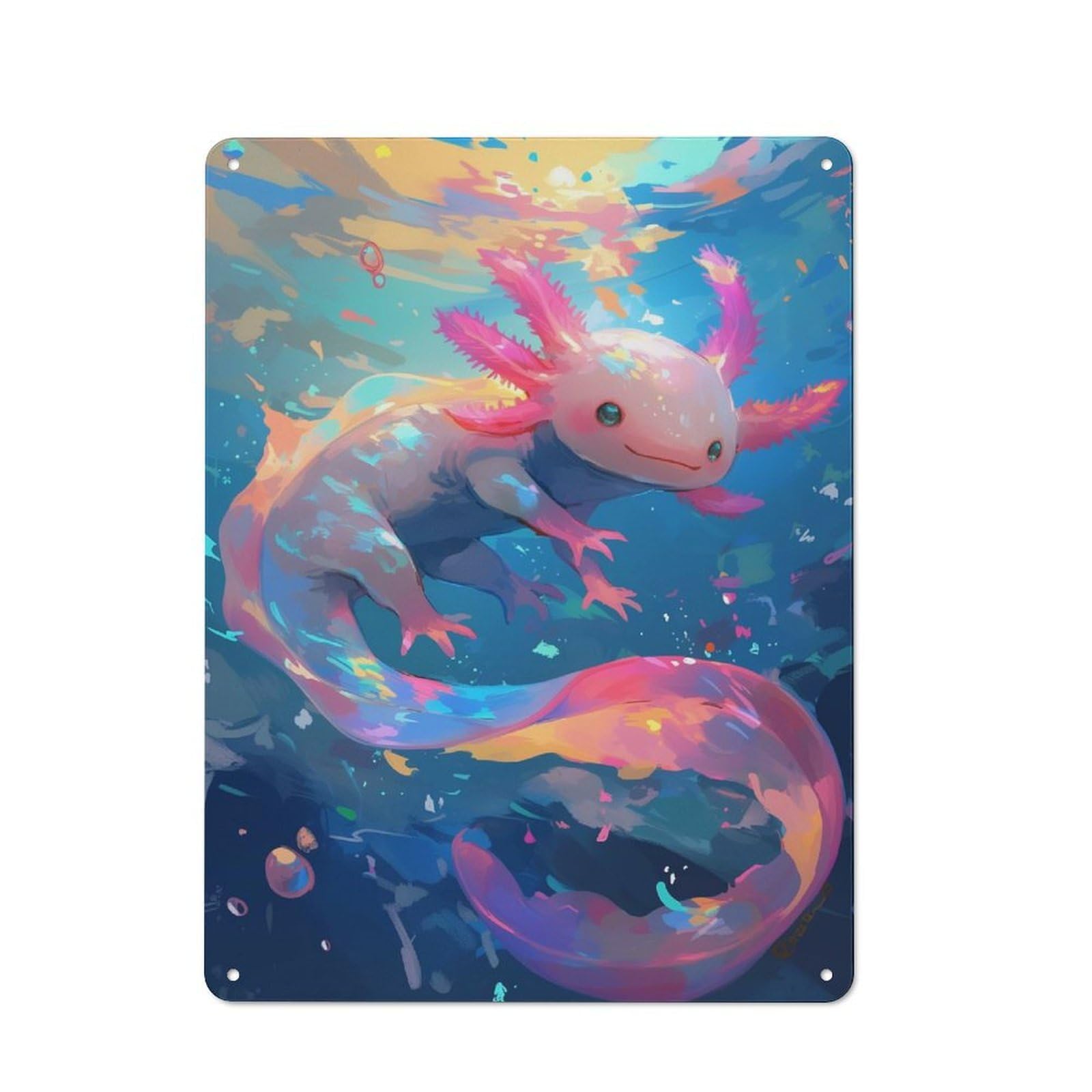 Junmoney Cute Axolotl Underwater - Pink Axolotl Vintage Tin Sign 40X30cm Featuring For Workshop Wall, Gift For Metal Sign Collectors During The Christmas Season