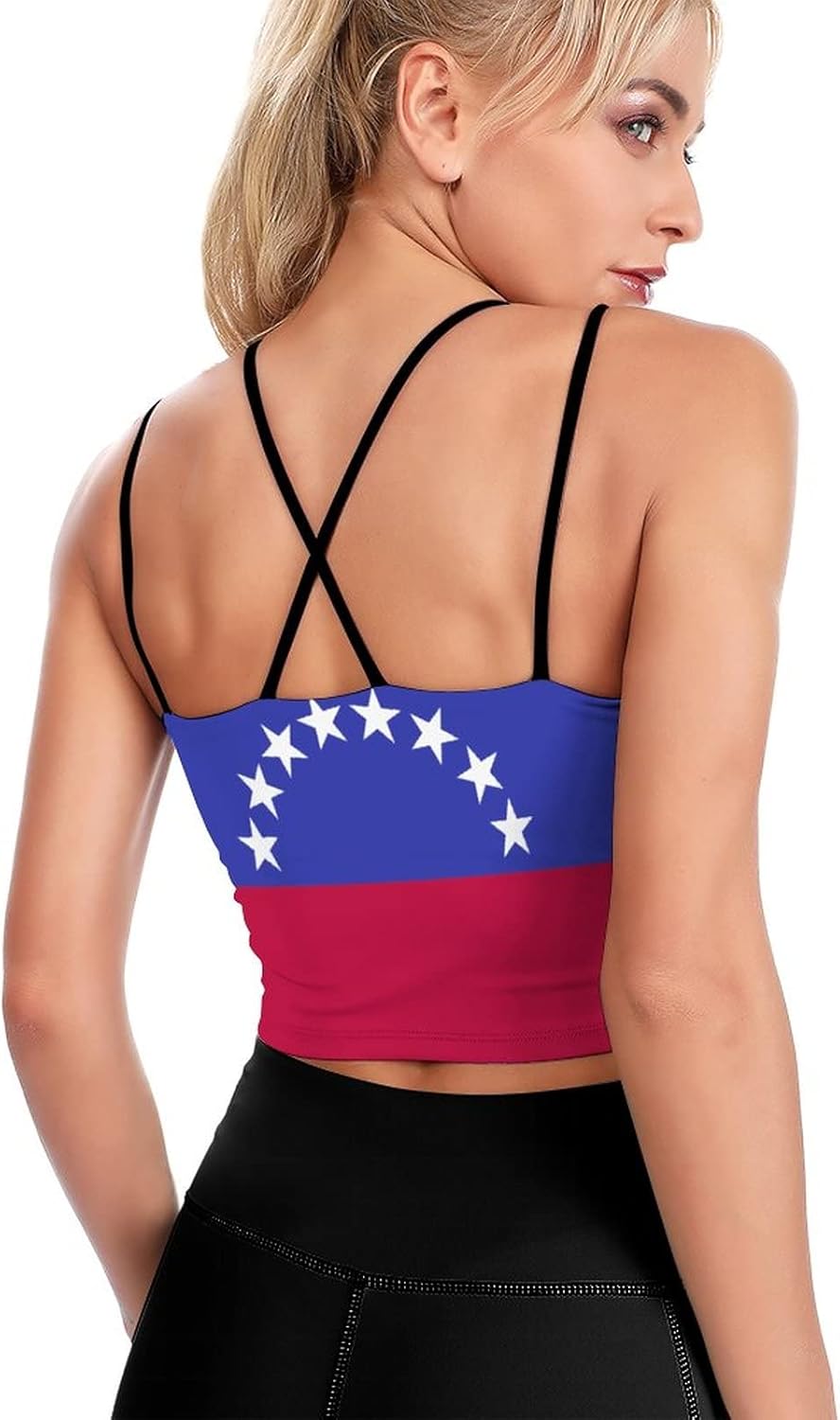 Venezuela Flag Sports Bras for Women Padded Gym Workout Short Crop Top Yoga Tank Top S