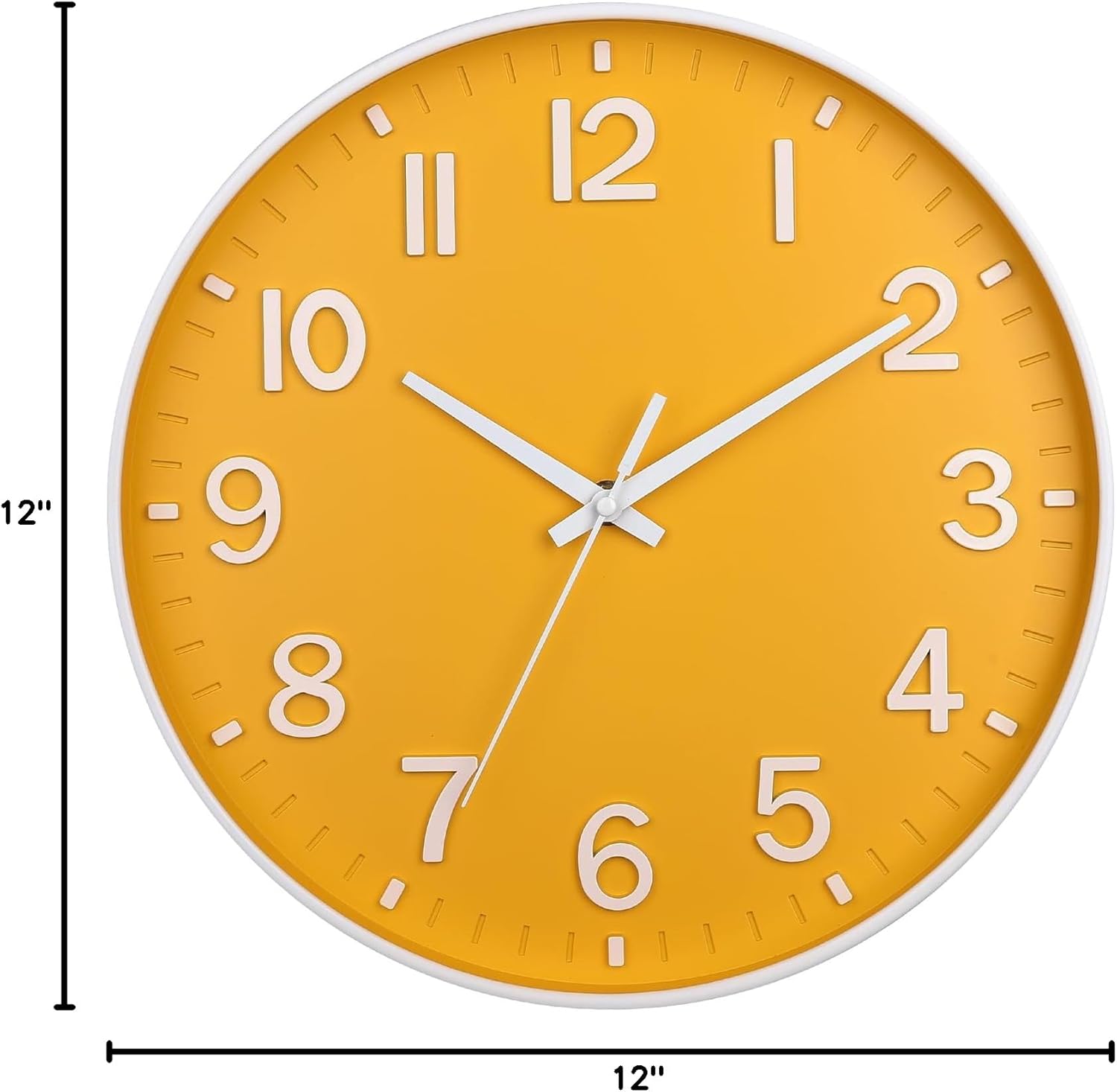 HZDHCLH Yellow Wall Clocks Battery Operated,12 inch Silent Non Ticking Modern Wall Clock for Living Room Bedroom Kitchen Office Classroom Decor