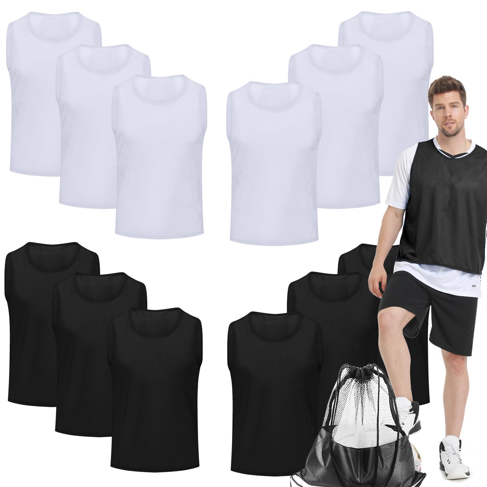 12/24/48Pcs Soccer Pinnies Youth, Scrimmage Team Practice Vests