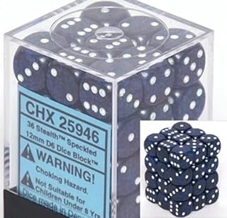 DND Dice Set-Chessex D&D Dice-12mm Speckled Stealth Plastic Polyhedral Dice Set-Dungeons and Dragons Dice Includes 36 Dice â€“ D6, Various (CHX25946)