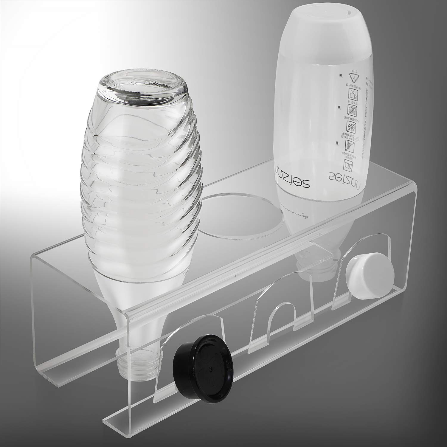 EXLECO Drip Rack for SodaStream Bottles Putting Drip Mat, Transparent Made of Acrylic Bottle Rack for Soda Stream Bottles/Vacuum Bottles/Crystal Bottles