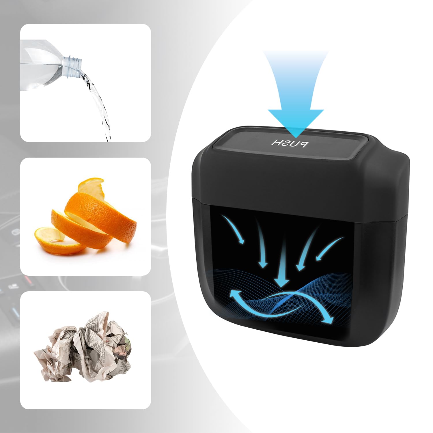 2PCS Car Trash Can with Lid 60PCS Garbage Bags Mini Trash Can Interior Accessories for Door Seat Center — view 4