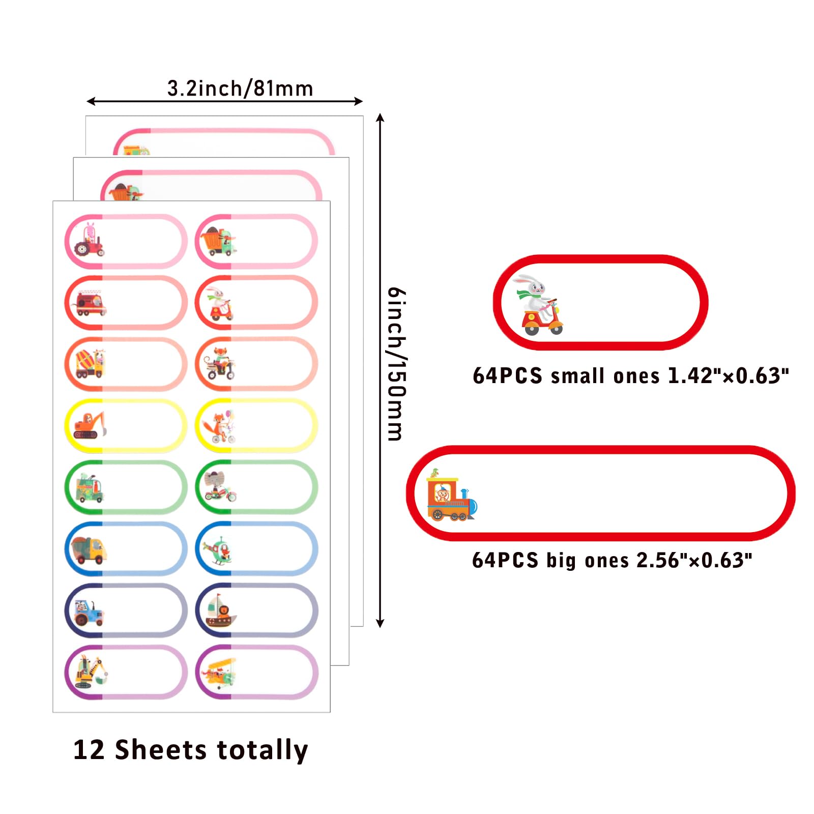 Baby Bottle Labels for Daycare Essentials, 128PCS Waterproof Name Labels for Kids Stuff School Supplies, Daycare Label, Toddler Name Stickers Tags for Water Bottle, Self Laminating, Dishwasher Safe
