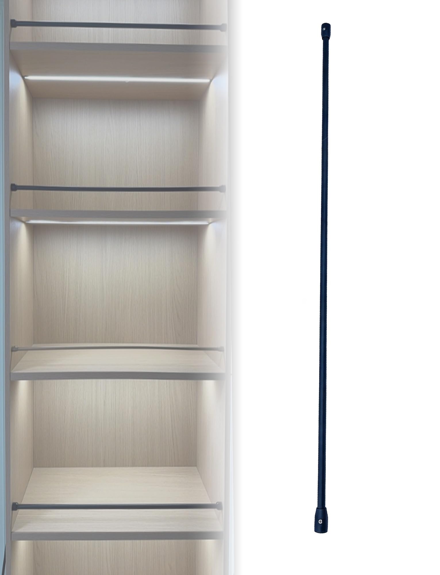Metal Shelf Guardrail for Wood Shelves, Anti-Fall Tipping Fence for Bookshelf, Shoe Rack, Closet, Kitchen Cabinet Rod(Black,56cm/22in)