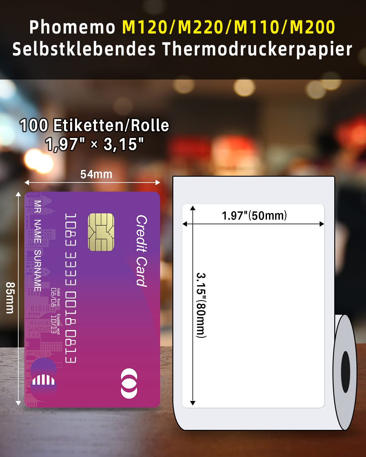 Rotolo Etichette Phomemo 50x80 Mm - 100 Etichette/Rotolo - Impermeabili Per Stampanti M220 M250 - Foto 8