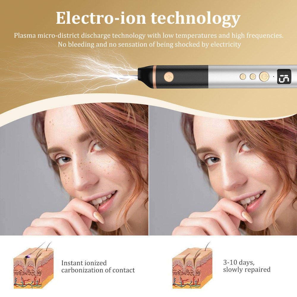 Stylo Plasma électrique à 15 Niveaux Réglables Rechargeable Par USB, Pour L'élimination Des Grains De Beauté,Verrues,Taches De Rousseur Et Taches Brunes,Sûr Et Indolore,Il N'irrite Pas La Peau