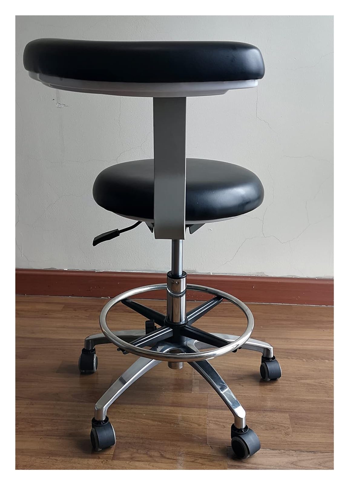 Sgabello dentale girevole a 360°, regolabile in altezza, in poliuretano, con braccioli, sedile per assistente medico, per dentisti, ufficio, salone