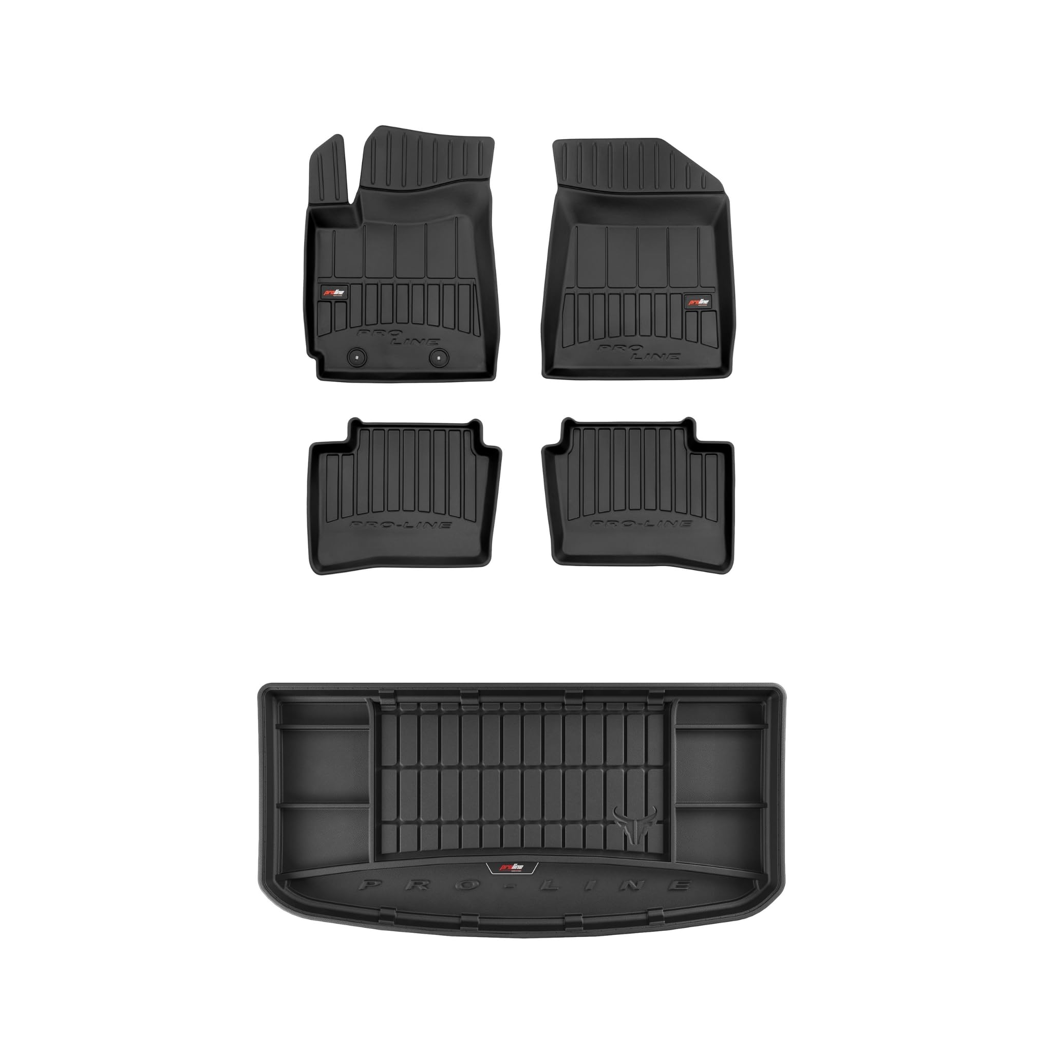 FROGUM ProLine 3D Un Juego de Alfombrillas de Goma para Coche y cubeta Maletero con Logo Alfombras para Hyundai i10 III Desde 2019| Los Bordes más Altos