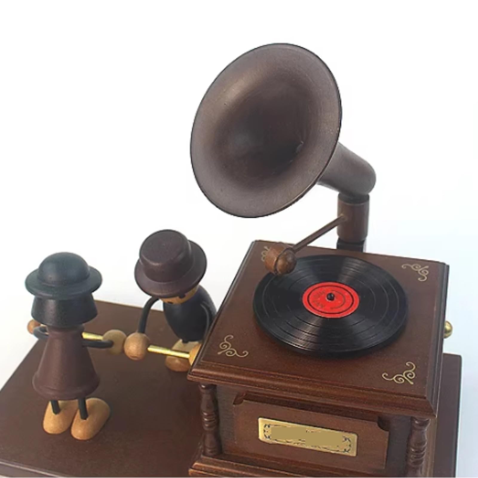 Caja De Música Decorativa Fonógrafo De Madera con Forma Pareja, Caja Música Creativa Cuerda, Obra Arte Decorativa Recuerdo Musical