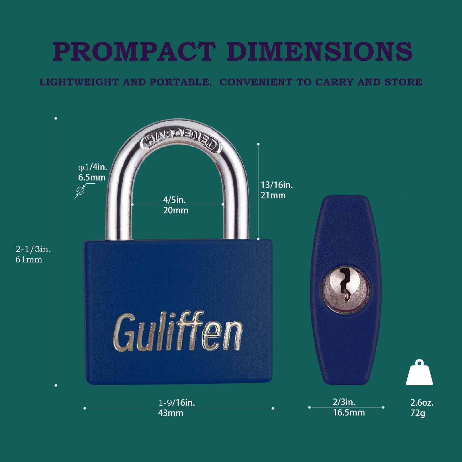 Guliffen Aluminum Padlocks, 12 Pack Blue Keyed Alike, Keyed Padlocks, Securey Style, PVC Casing, Indoor and Outdoor Use - Image 2