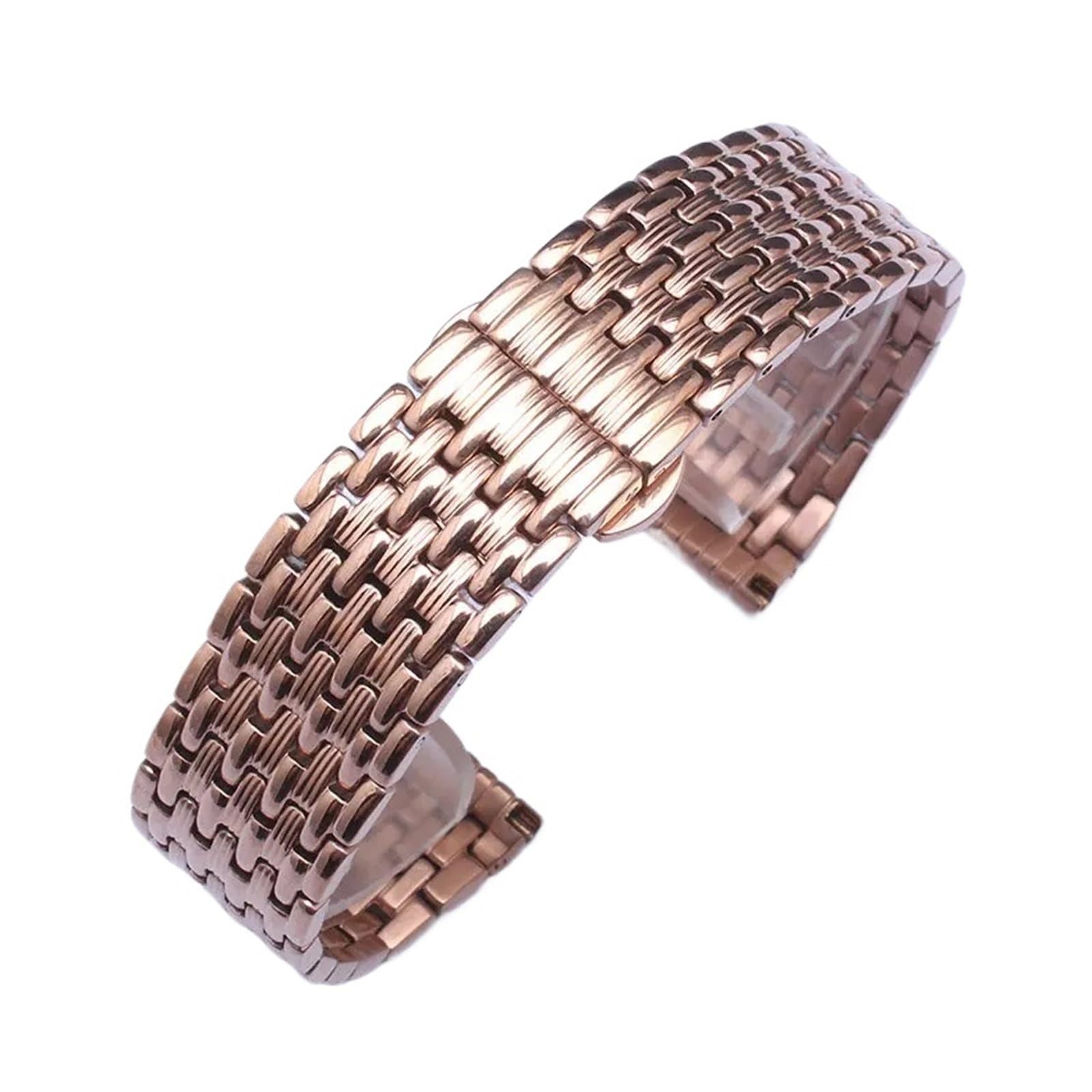 HuanJ Bracelet De Montre En Acier Inoxydable Massif Avec Boucle Papillon, Disponible 14, 18 Et 20 Mm
