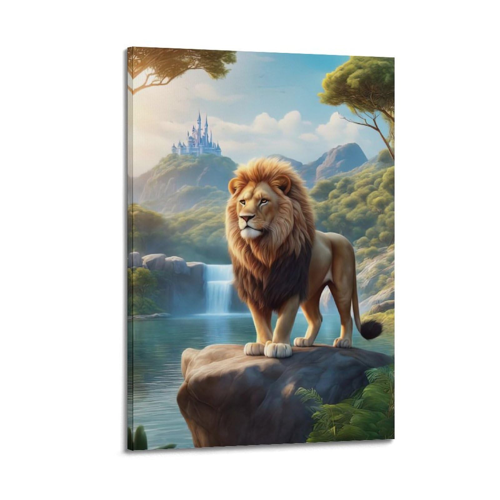 WPHSFX Wildlife Artwork Poster Lion on The Rock Poster Decorative Painting Canvas Wall Posters And Art Picture Print Modern Family Bedroom Decor Posters 20x30inch(50x75cm)