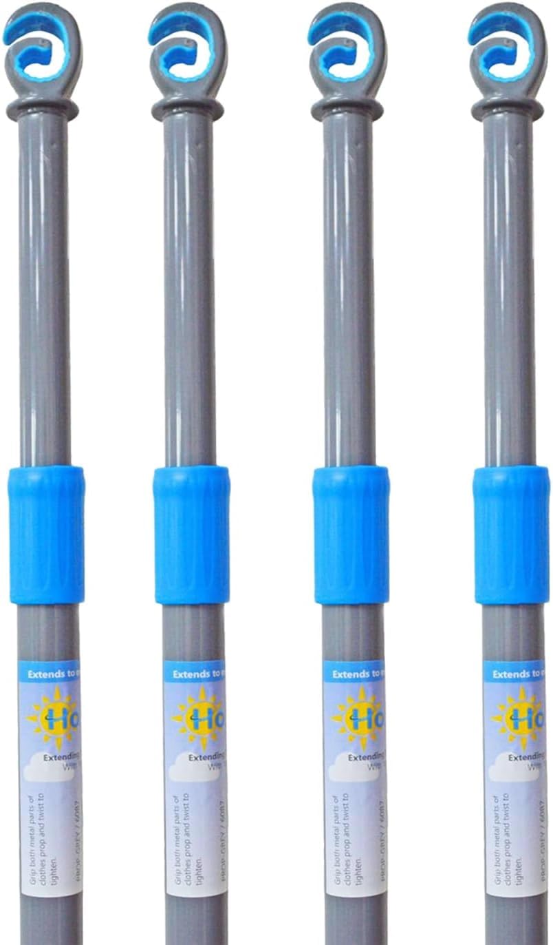 Heavy Duty Extendable Washing Line Support Pole 2.4m Telescopic Clothesline Prop Adjustable Outdoor Laundry Line Pole (4)