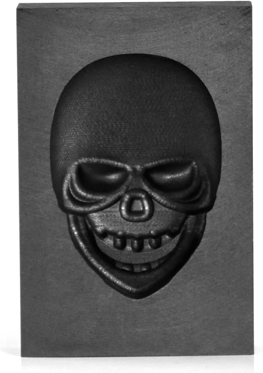 QWORK Casting Mold, Skull Graphite Casting Ingot Mold Crucible Mould for Melting Casting Refining Gold Silver Metal Aluminum Copper Brass (60mm x 40mm)