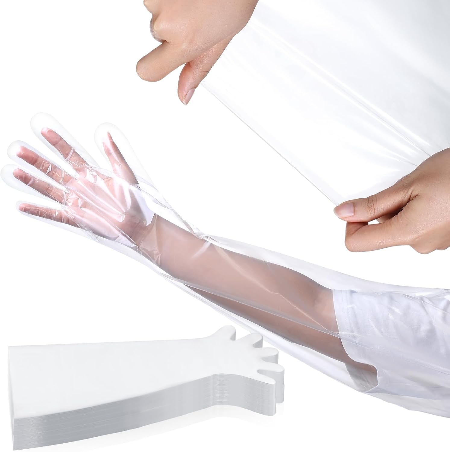 300/100 Pcs Veterinary Dressing Gutting Gloves 1.6 Mil Thickness Long Shoulder Length Disposable Gloves Hunting Field Gloves
