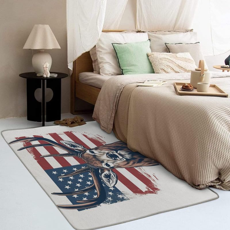 Miniatura 18 de Alfombras lavables para entrada, sala de estar, dormitorio, alfombra de ciervo y decoración del hogar, alfombra de área de animales de bosque