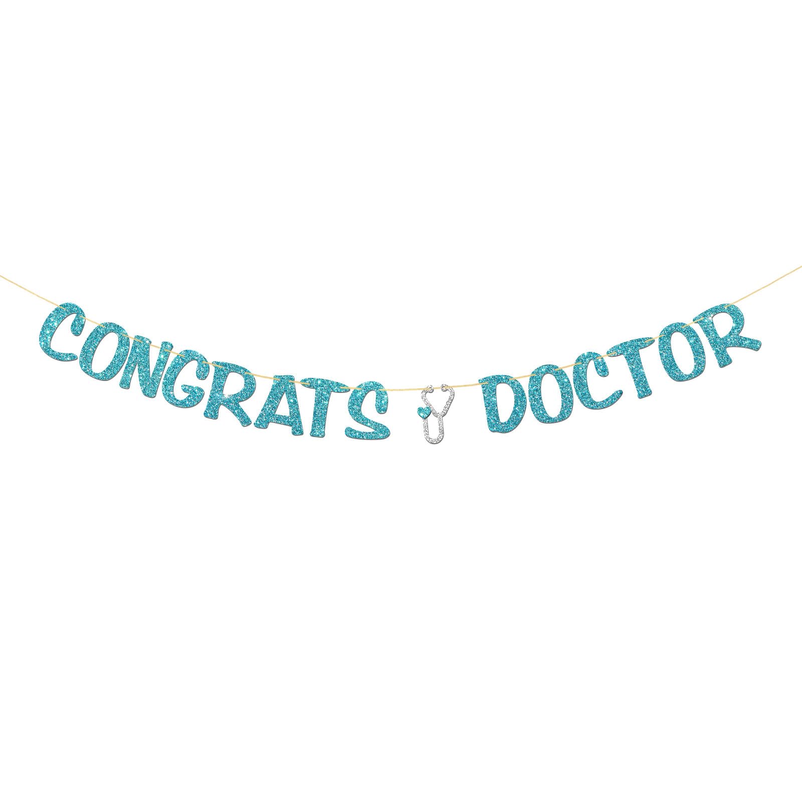 Congrats Doctor Banner - Doctor Grad Sign - Dentist Dr Graduation Party Supplies - Medical School Graduation Party Decorations - Blue Glitter