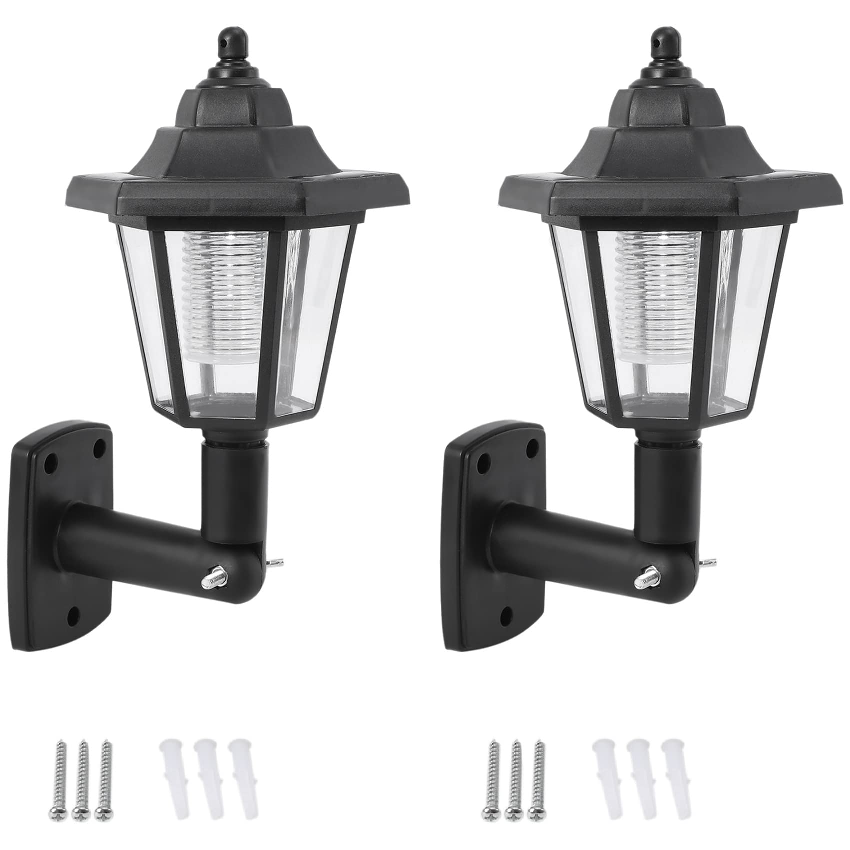 detee 2 x Solar Powered LED Outdoor Garden Fence Wall Lantern Light Lamp Light Sensor