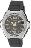 Illuminator Men's Quartz Sport Watch with Black Resin Strap Heavy Duty Metal Bezel Model: MWA100H-1A2V Silver-Tone