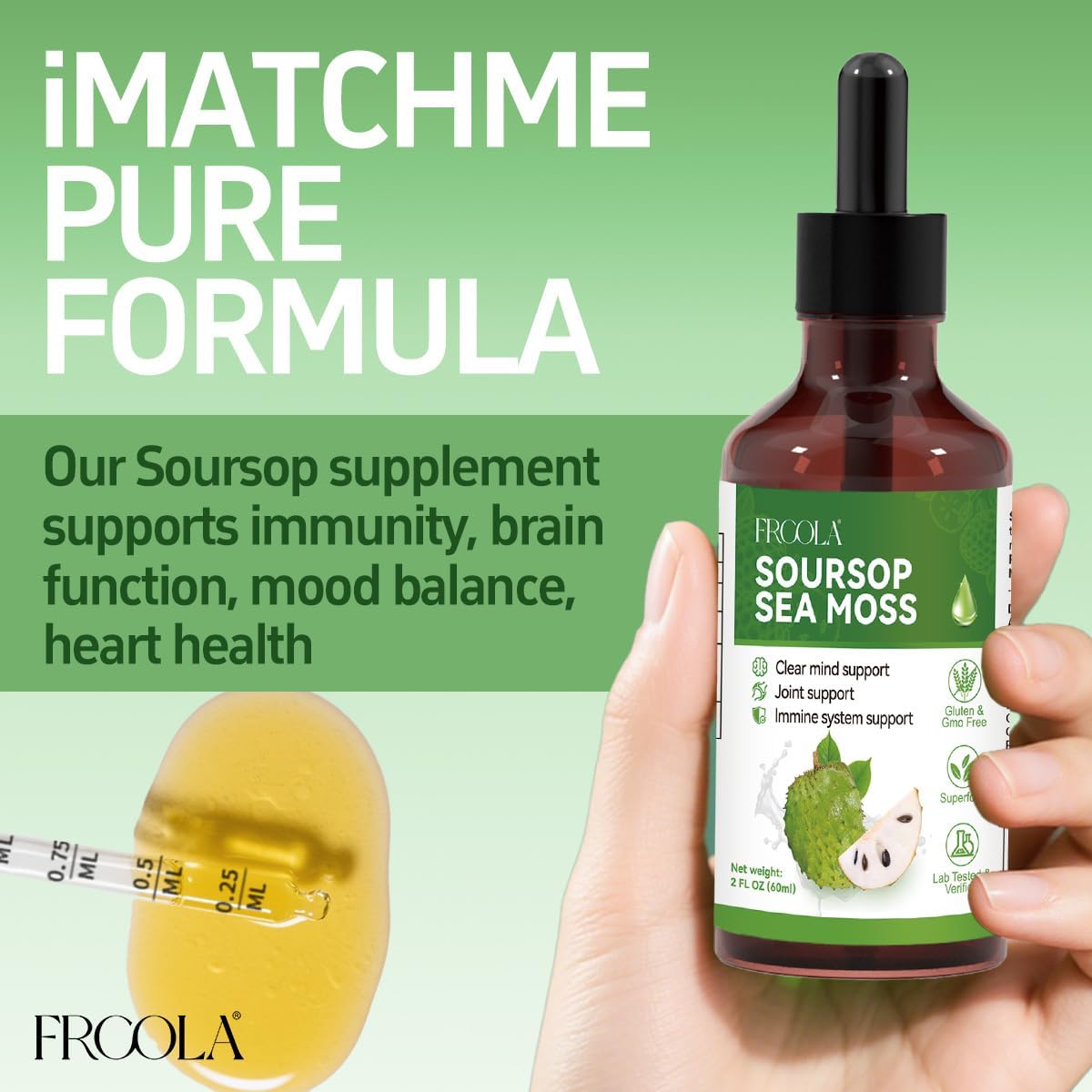 Soursop Bitters Liquid, Soursop with Sea Moss Liquid Supplement for Immune & Joint Support, Herbal Ectracts, Sugar/Gluten Free, Natural Flavor, 2 Fl Oz - Image 4