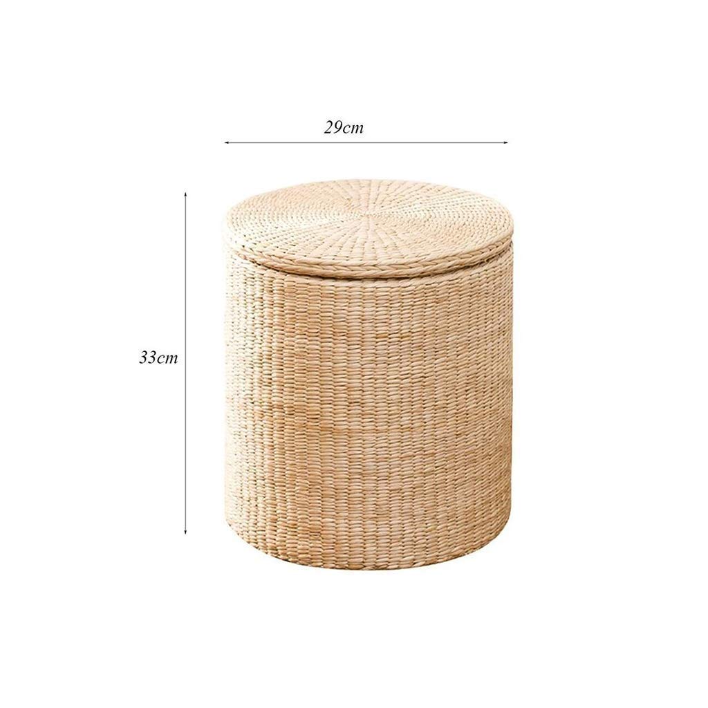 Poggiapiedi ottomano con Contenitore a cubo, Sgabello per Scarpe, Sgabello per ripostiglio in Rattan, Sgabello per Pouf, Sgabello per Divano, Soggiorno, Camera da Letto, Sgabello (