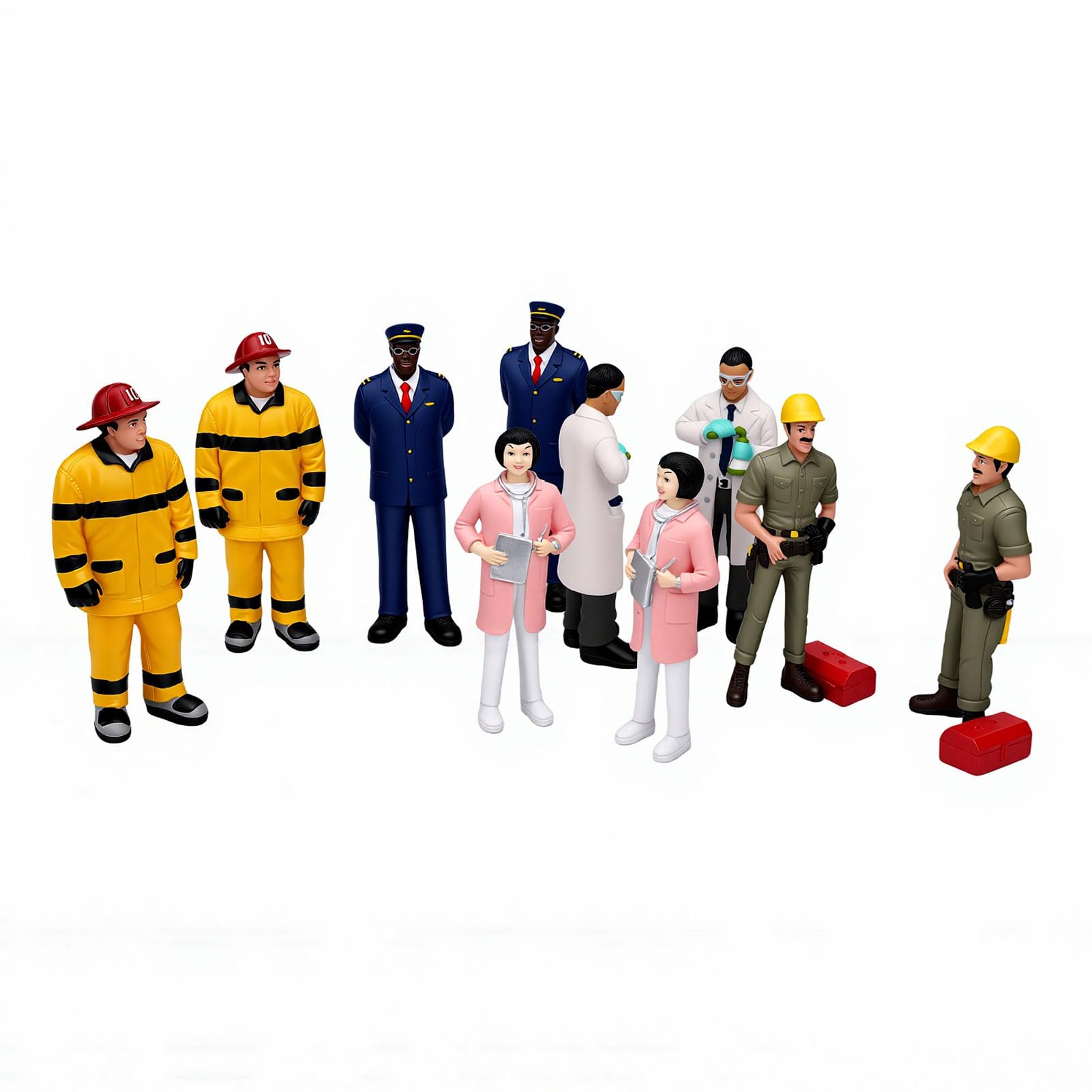 Generic 2 Zestawy Zestaw Figurek Zawodów, Realistyczne Symulacje Szczegółów, Figurki Kariery, z Autentycznymi Strojami i Pozami, do Edukacyjnego Odgrywania Ról i Wyświetlania na (5 typów)