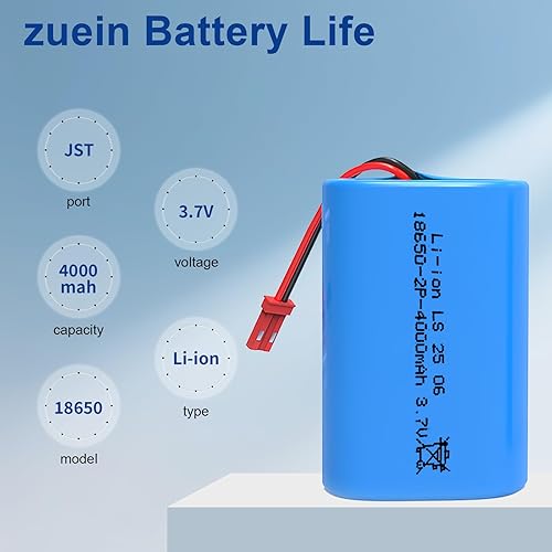 Miniatura 6 de Batería recargable de iones de litio de 3.7V 4000mAh (1S2P), enchufe JST 2Pin Baterías de iones de litio de 3.7 voltios con cable de cargador USB,