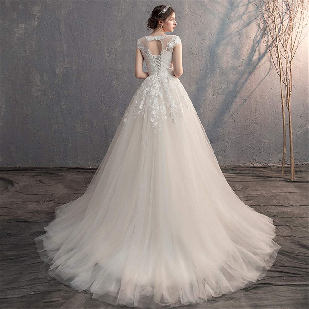 Elegante Vestido de Noche de Mujer de Boda Vestido de Noche de Manga Corta Chiffon de Cuello de Barco Sirena Cóctel de Fiesta de Bodas XX Grande Blanco, Blanco, XXL