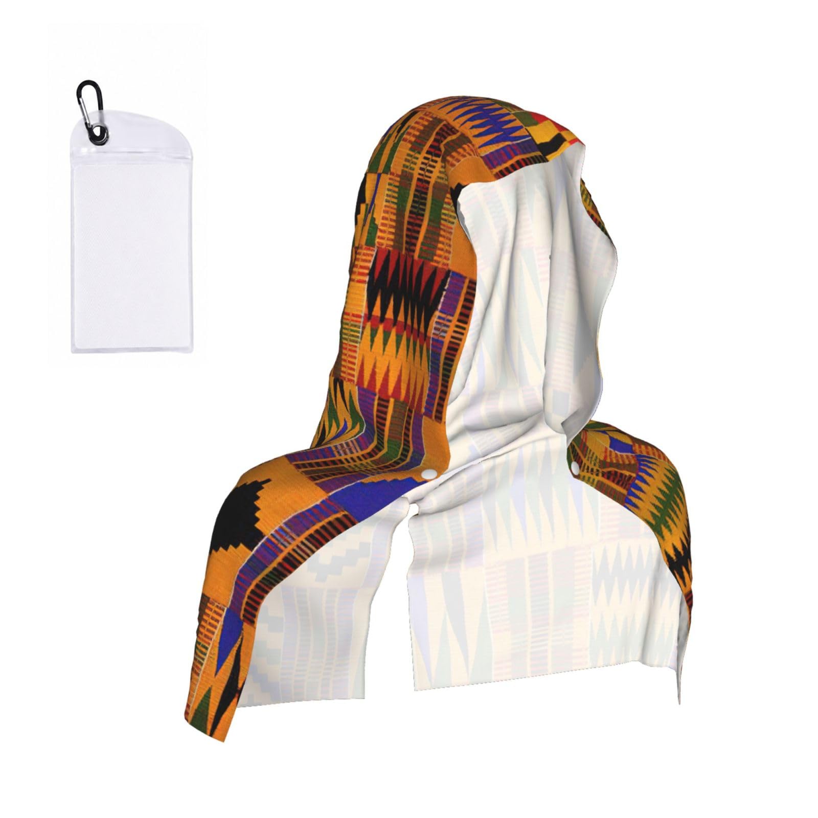 DUWAA African Ethnic Pattern Print Reusable Hoodie Cooling Neck Wrap, Hot Weather Outdoor Sports Workout Head Towel For Stay Chill