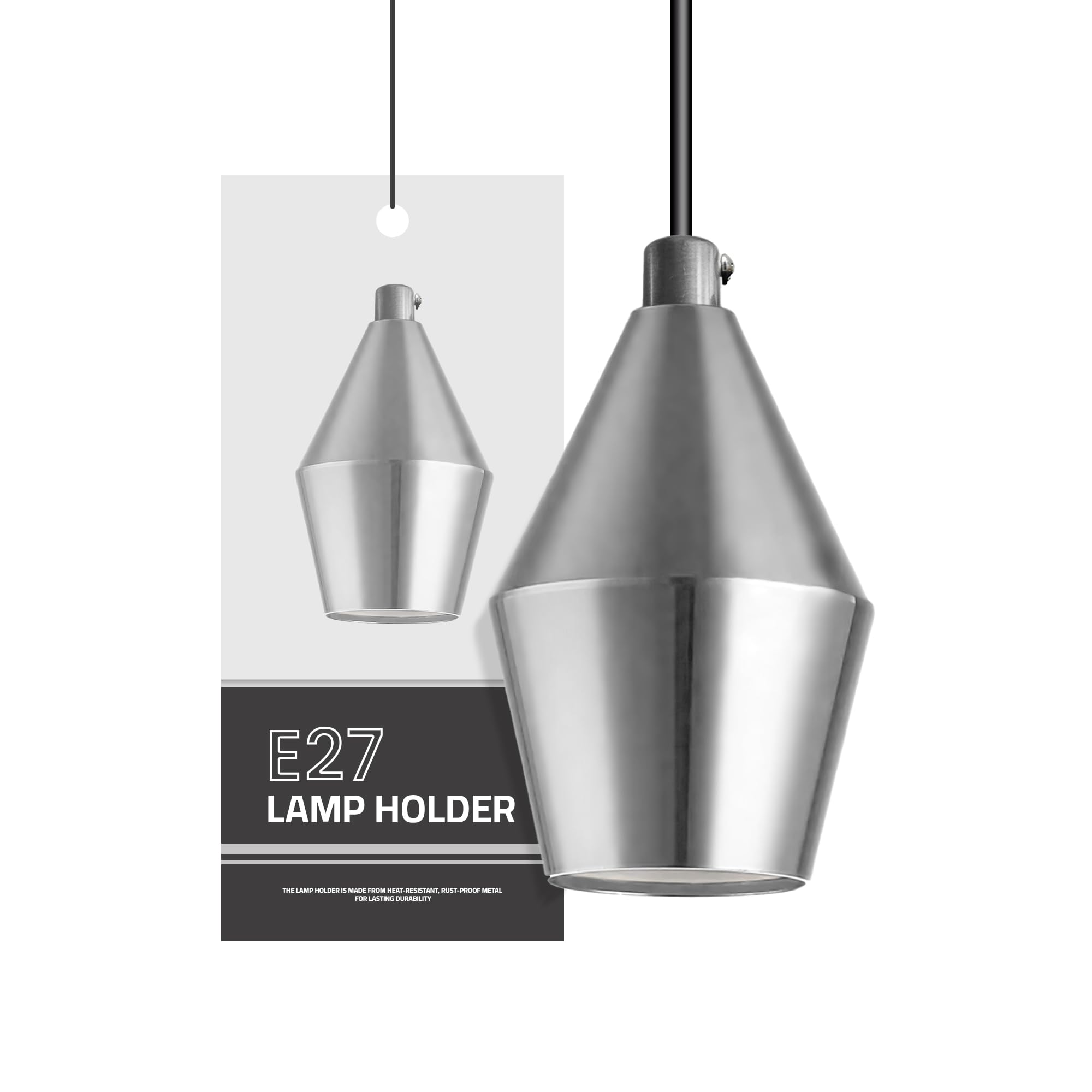 DC VOLTAGE E27 Vintage Solid Bulb Socket, Metal Lampholder, Edison Screw Light Bulb Socket Adapter, Chrome Color, โ image 1