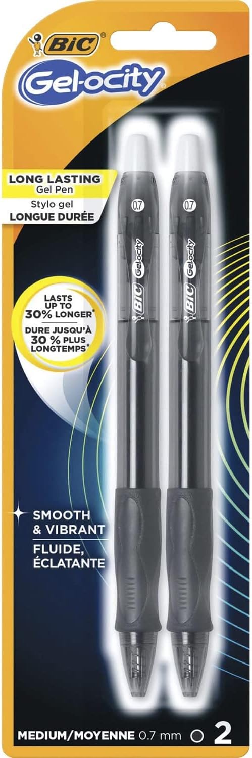 BIC Gel-ocity Original Retractable Gel Pen, Medium Point (0.7mm), Black
