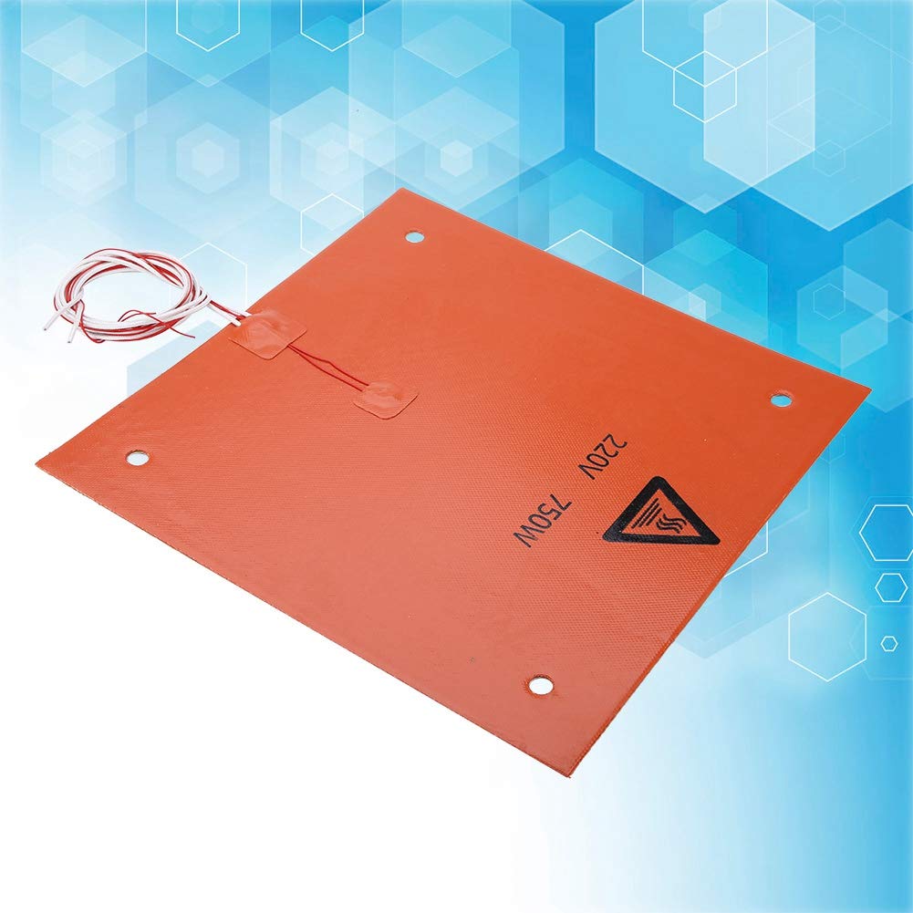 Silikon Heizmatte 310x310mm,220V 750W Hochtemperatur Silikon Heizbettbauplatte,33D Drucker Teile Heizkissen,Heiß Beheizte Bett Heizkissen,Orange